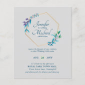 **予算に優しい** ティール パープル ゴールド リース ウェディング 招待状 (正面)