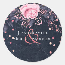 予算に優しい ネイビー ピンク ローズゴールド ウェディング フラワー