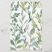予算に優しい ブライダルシャワーのためのグリーンとボタニカルな招待状 (裏面)