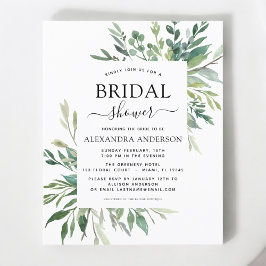 予算に優しい ブライダルシャワーのためのグリーンとボタニカルな招待状