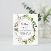 予算に優しい ブライダルシャワーのグリーンとローズゴールドの招待状 (スタンド正面)
