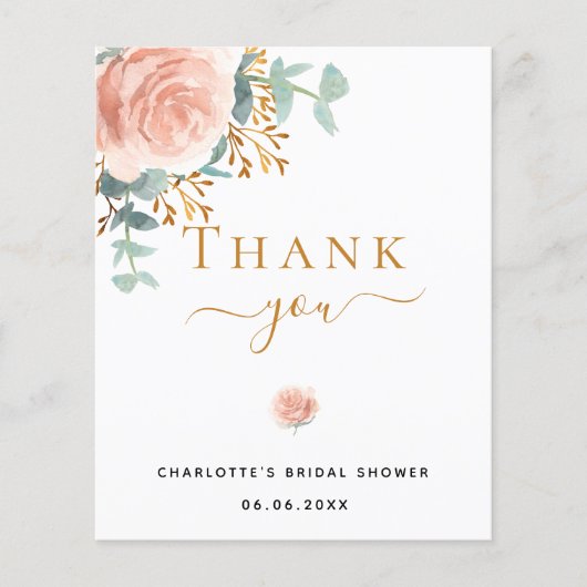 予算に優しい ブライダルシャワーの花飾り ローズゴールド ありがとう (正面)