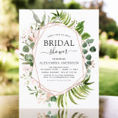 予算に優しい ブライダルシャワーの グリーンと ローズゴールドの招待状