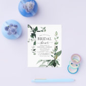 予算に優しい ブライダルシャワーボタニカルグリーン招待状 チラシ (シングル)