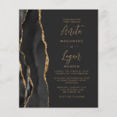 予算に優しい ブラック ゴールド アゲート エレガント スクリプト ウェディング (正面)