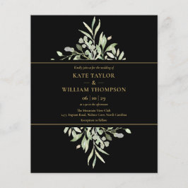 予算に優しい ブラック ゴールド グリーンレース ウェディング フォト 招待状