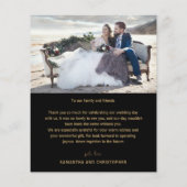 予算に優しい ブラック/ゴールド 5枚の写真の結婚式の御礼状  (裏面)