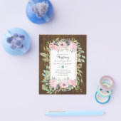 予算に優しい ブ ラッシュ ピンク フローラル ウェディング 招待状 チラシ (シングル)