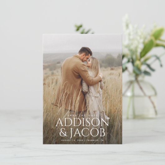 予算に優しい モダン シンプル タイプ 名前 フォト ウェディング セーブザデート (スタンド正面)