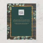 予算に優しい ユーカリの ブライダルシャワーの 緑とゴールドの フライヤー (裏面)