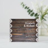 予算に優しい ラスティック ウッド レース ウェディング 招待状 (スタンド正面)