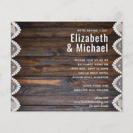 予算に優しい ラスティック ウッド レース ウェディング 招待状