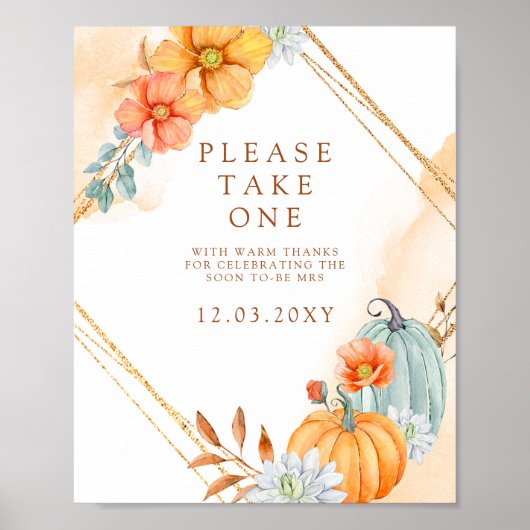 予算に優しい ラスティック パンプキン ブライダル シャワー サイン (正面)