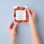 予算に優しい レッドローズ & ホワイト フラワーの結婚式 1 チラシ (手)