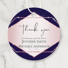 予算に優しい ローズゴールドの箔のような幾何学的なウェディングスタイル フェイバータグ