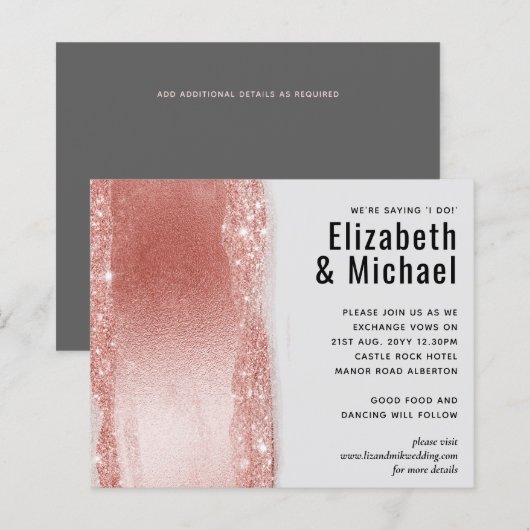予算に優しい ローズゴールド グリッター フォイル 見た目 結婚式 (正面/裏面)