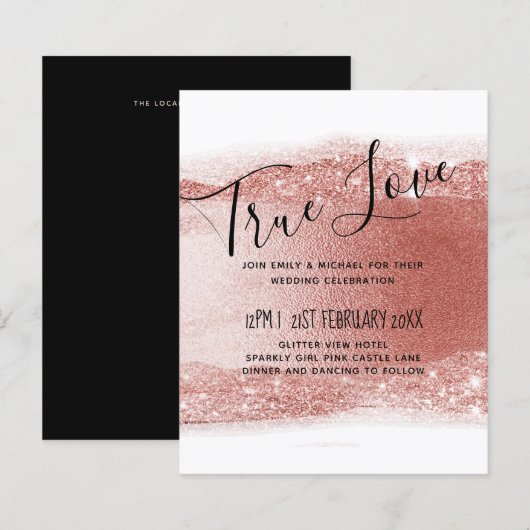 予算に優しい ローズゴールド グリッター フォイル 見た目 結婚式 (正面/裏面)