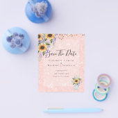 予算に優しい!保存日付 ラスティックひまわり パープル チラシ (シングル)