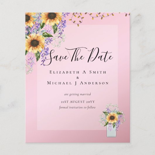 予算に優しい!保存日 Rustic 向日葵 紫 チラシ (正面)