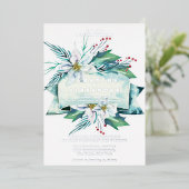 予算に優しい 冬の花束 水彩 結婚式 箔招待状 (立ち正面)