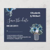 予算に優しい 淡い青のSave the Date モノクロウェディング (正面)