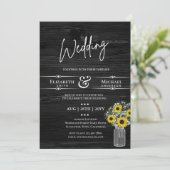 予算に優しい 田舎風ウェディング ブラックとイエローのひまわり招待状 (スタンド正面)