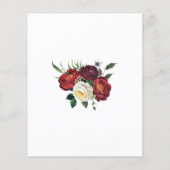 予算に優しい 白 赤 花の ブライダルシャワーの招待状 (裏面)