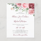 予算に優しい、素朴な花の水彩画のウェディング招待状 チラシ (正面)