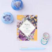 予算に優しい 紫と青の花柄の結婚式招待状 チラシ (シングル)