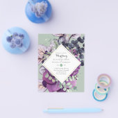 予算に優しい 紫と青の花柄の結婚式招待状 チラシ (シングル)