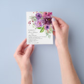 予算に優しい 紫単色 水彩 花 モノクロ ウェディング チラシ (手)