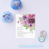 予算に優しい 紫単色 水彩 花 モノクロ ウェディング チラシ (シングル)