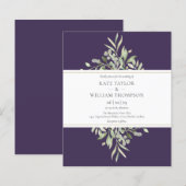 予算に優しい 緑と紫の結婚式招待状 (正面/裏面)