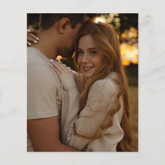 予算に優しい 緑の光の写真 ウェディング招待状 (裏面)