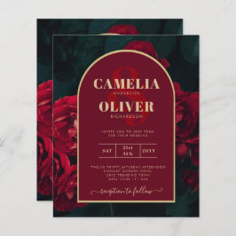 予算に優しい 赤いバラ 冬の結婚式 招待状