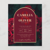 予算に優しい 赤いバラ 冬の結婚式 招待状 (正面)