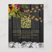 予算に優しい QR コード付きの素朴な花柄の木製ウェディング招待状 チラシ (裏面)