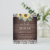 予算に優しい rustic ウッドひまわり＆レース Save The Date (スタンド正面)
