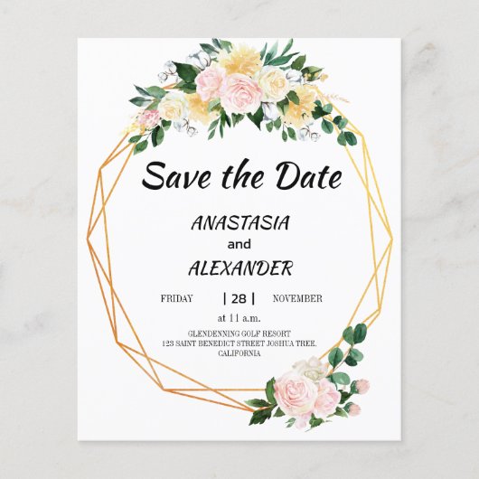 予算に優しい Save the Date フライヤー (正面)