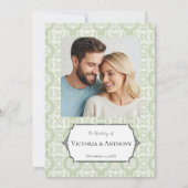 予算に優しいDIYエレガントなセージグリーンのカスタム写真ウェディング 招待状 (裏面)