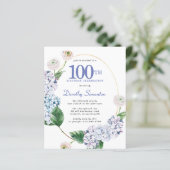予算に合わせたアジサイとバラの100歳の誕生日招待状 (スタンド正面)