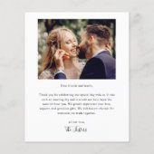 予算に合わせたスクリプト写真付き結婚式のお礼カード (裏面)