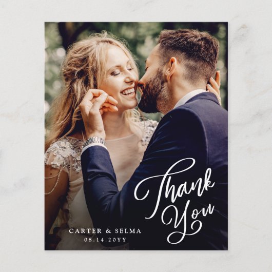 予算に合わせたスクリプト写真付き結婚式のお礼カード (正面)
