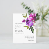 予算に合わせた紫の花と緑の結婚式の招待状 (スタンド正面)
