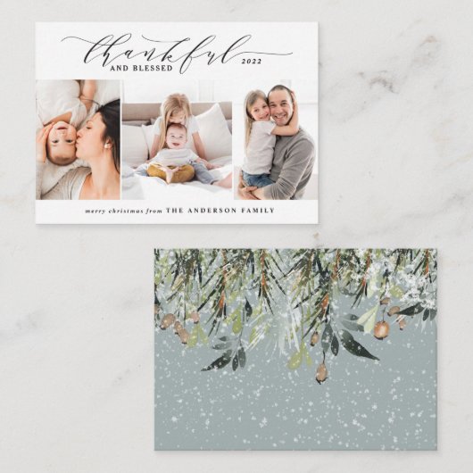 予算に感謝し賛美て3枚の写真 ノートカード (正面/裏面)