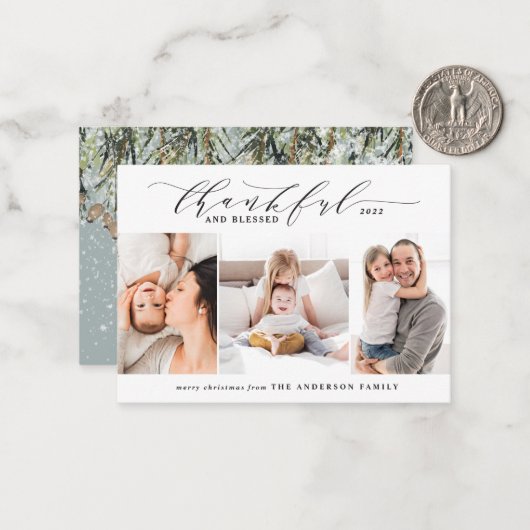 予算に感謝し賛美て3枚の写真 ノートカード (正面/裏面インサイチュ)