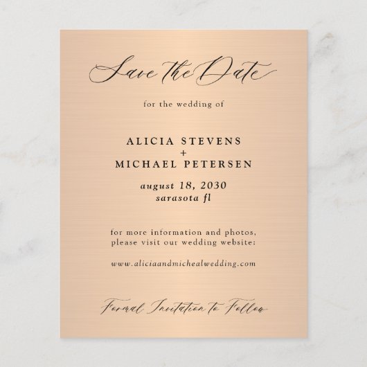 予算のエレガントスクリプト写真の結婚式の日付を保存 (裏面)