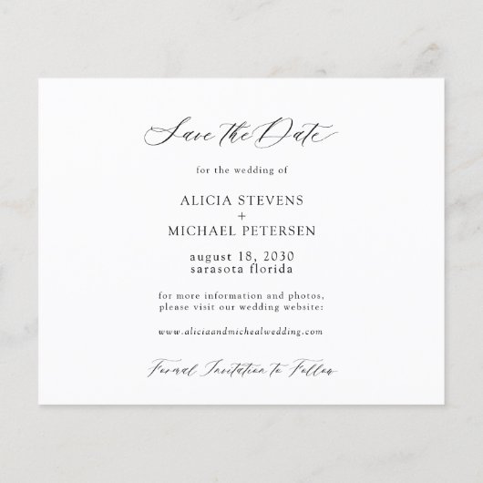 予算のエレガントスクリプト写真の結婚式の日付を保存 (裏面)