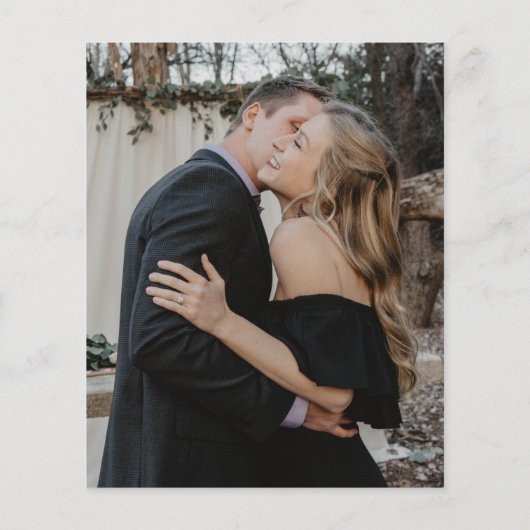 予算のエレガントスクリプト写真の結婚式の日付を保存 チラシ (裏面)