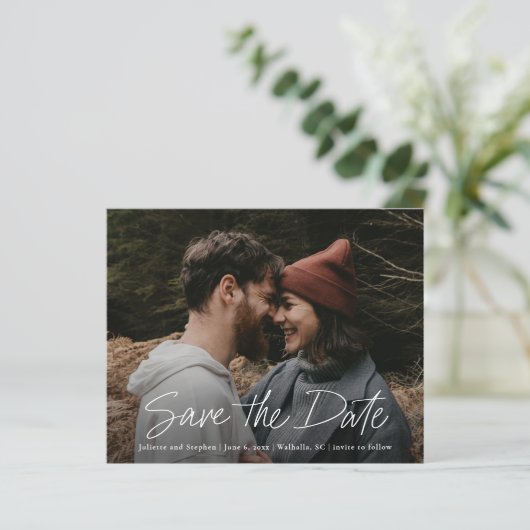 予算のシンプルスクリプト写真の結婚式の日付を保存 (スタンド正面)